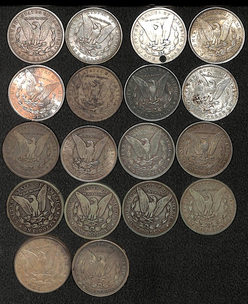 Lot of (18) Assorted Circulated Morgan Silver Dollars from 1879-1921