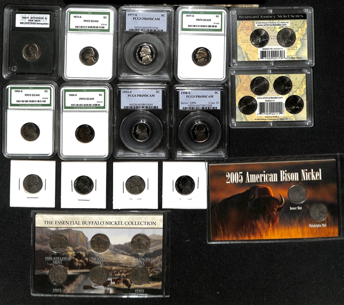 Lot of (20) Jefferson Nickels (8 Graded) w. 1980-S PR70