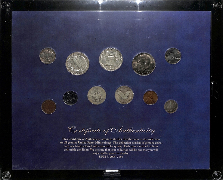 Vintage US Coin Slabbed Presentation Pieces w. Barber, Liberty, Buffalo, & Jefferson