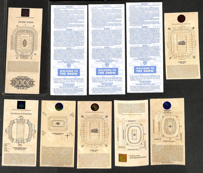 Lot of (10) Super Bowl and World Series Tickets w. Super Bowl 30 Full Ticket!