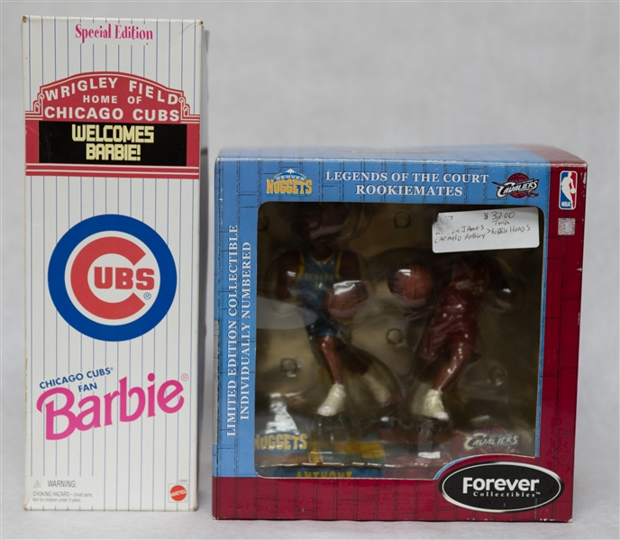 Legends of the Court RookieMates Lebron James/Carmelo Anthony and 1999 Chicago Cubs Special Edition Barbie Figures in Boxes