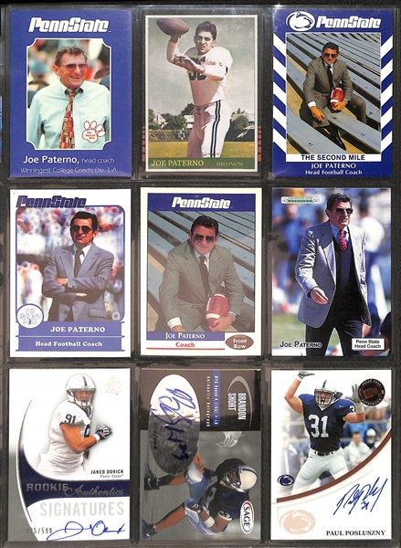 Lot of (275+) Penn State Football Player Cards w. Joe Paterno Autographed Official Letter