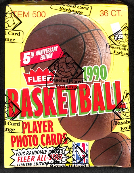 1990 Fleer Basketball Unopened Wax Box (36 Packs) - BBCE Sealed