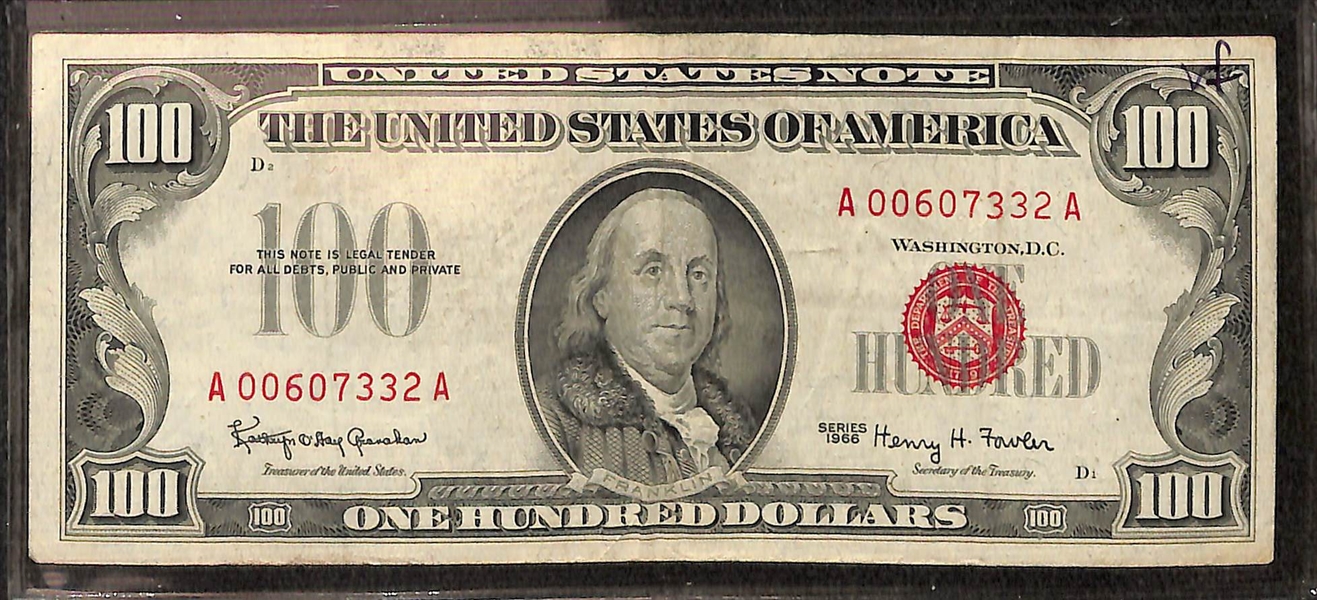 US Currency Lot - (3) US $100 Bills (1969, 1990, 1996)