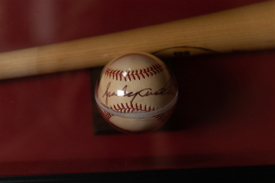 Sparky Anderson Autographed Louisville Slugger and Baseball Within Shadow Box