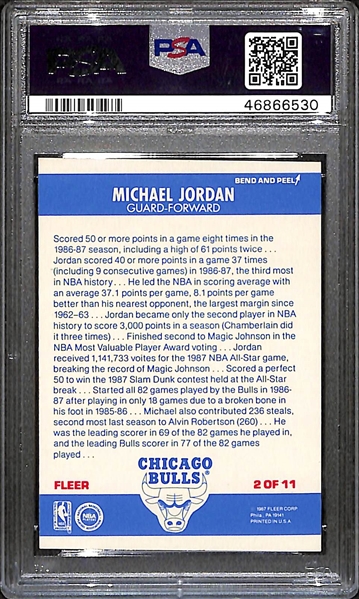 1987-88 Fleer Michael Jordan Sticker #2 Graded PSA 7 NM