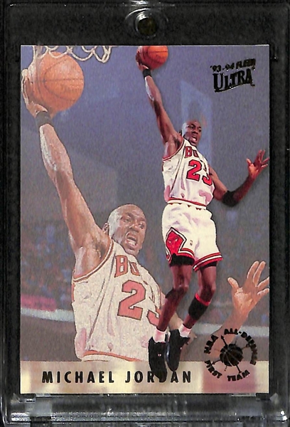 1993-94 Stadium Club Michael Jordan Beam Team # 4 and Fleer Ultra First Team All-Defense # 2