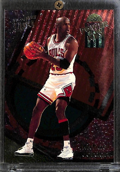 1993-94 Fleer Ultra Michael Jordan Power in the Key # 2, First Team All-Defense # 2 and Fleer Living Legends # 4