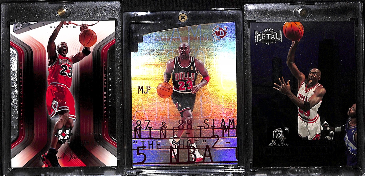 2004-05 Ultimate Collection Michael Jordan #d /750, 1997-98 UD3 Die Cut and 1997-98 Metal Universe # 23