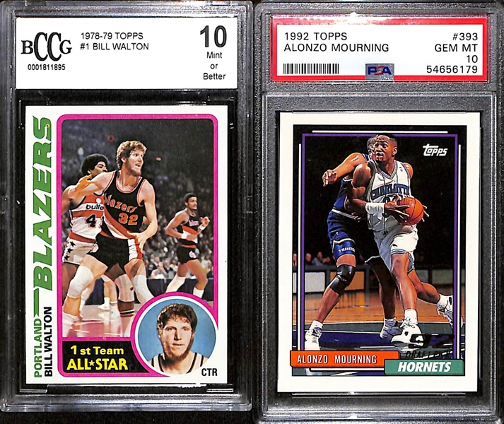 (7) Graded Sports Cards & (9) Star Wars Gold Cards - Inc. (3) PSA 10 Cards (2001 Tiger Wood Rookie, 1992 Topps Alonzo Mourning Rookie. Luka Doncic 2nd Year Chronicles Card)