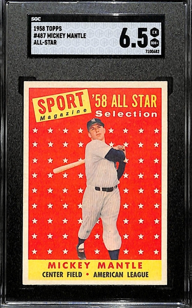 1958 Topps Mickey Mantle #467 All-Star Graded SGC 6.5 (EX-NM+)