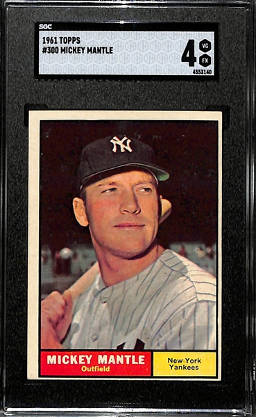 1961 Topps Mickey Mantle #300 Graded SGC 4 (VG-EX)