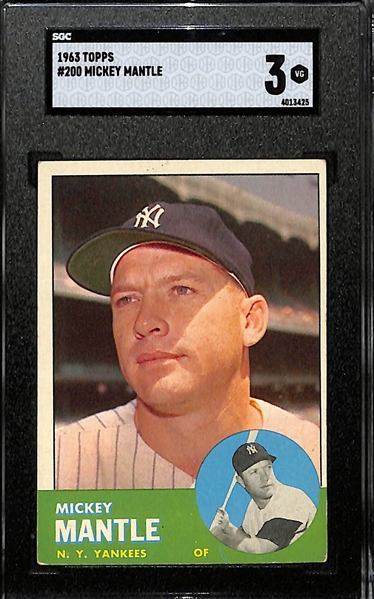1963 Topps Mickey Mantle #200 Graded SGC 3 (VG)
