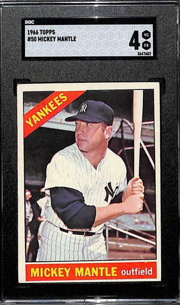 1966 Topps Mickey Mantle #50 Graded SGC 4 (VG-EX)
