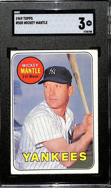 1969 Topps Mickey Mantle #500 Graded SGC 3 (VG)