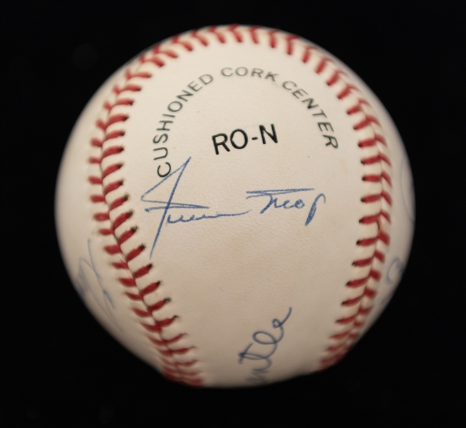 50+ Home Run Hitter Signed ONL Baseball - Mickey Mantle, Willie Mays, Kiner, Fielder, Mize, Foster (JSA LOA))