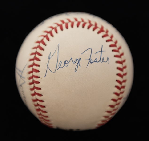 50+ Home Run Hitter Signed ONL Baseball - Mickey Mantle, Willie Mays, Kiner, Fielder, Mize, Foster (JSA LOA))