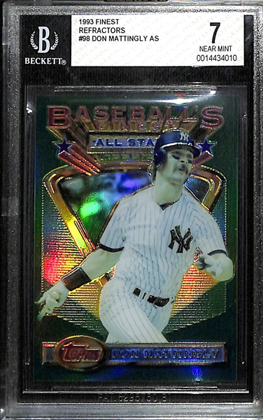 RARE 1993 Topps Finest All-Star Don Mattingly Refractor Graded BGS 7 NM