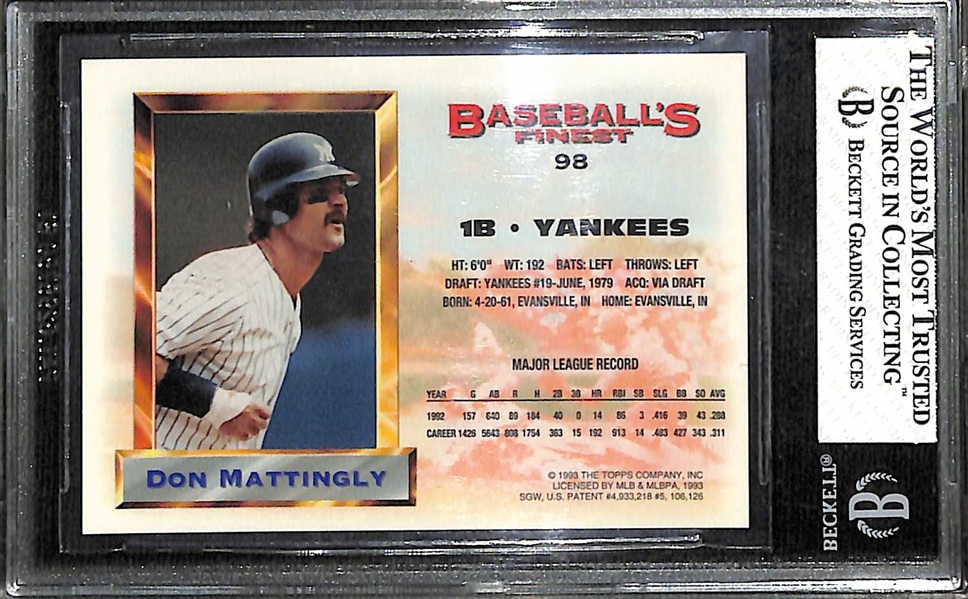 RARE 1993 Topps Finest All-Star Don Mattingly Refractor Graded BGS 7 NM