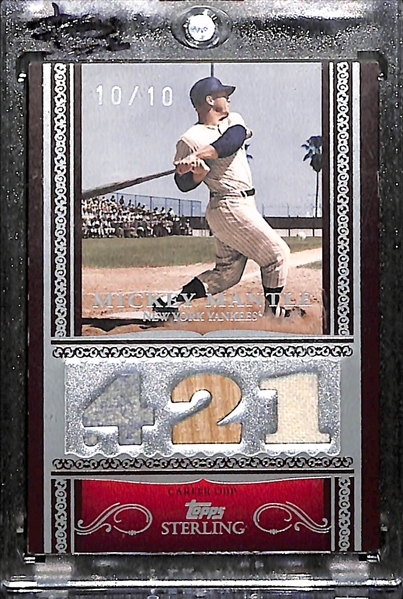 2007 Topps Sterling Mickey Mantle Triple Bat & Jersey Relic Card #10/10