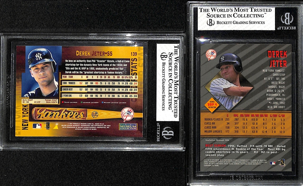 (2) 1997 Derek Jeter Cards - Bowman's Best Atomic Refractor (BGS 7) & Pinnacle Museum Collection Artist's Proof Gold (BGS 7.5)