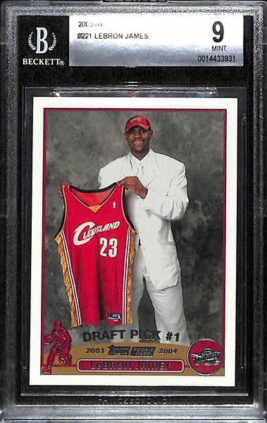 2003-04 Topps LeBron James Rookie Card #221 Graded BGS 9 Mint