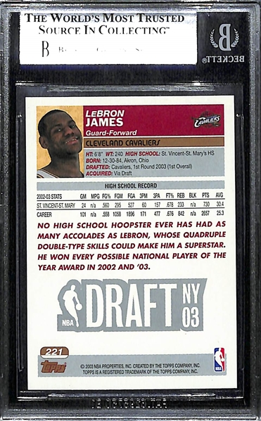 2003-04 Topps LeBron James Rookie Card #221 Graded BGS 9 Mint