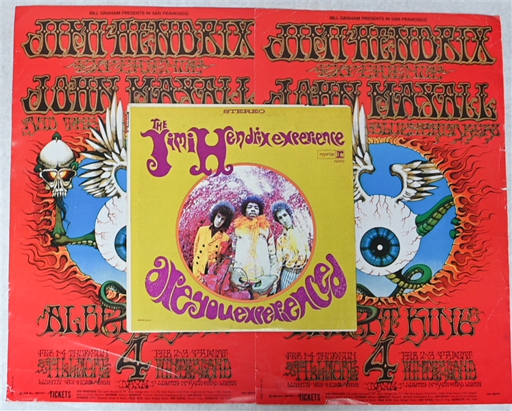 (2) Vintage Jimi Hendrix Experience 1968 Fillmore Concert Poster in San Francisco (Presented by Bill Graham) - 2nd Printing Posters (2nd of 8 Printings)