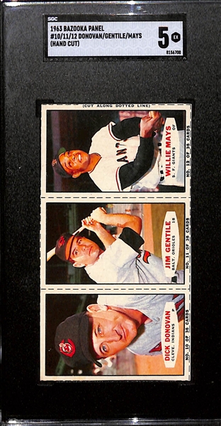 Full 1963 Bazooka Panel w. Willie Mays Graded SGC 5 EX (Presents Brand New!)