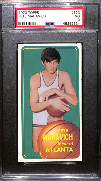 1970 Topps Pete Maravich Rookie Card #123 VG Graded PSA 3 VG