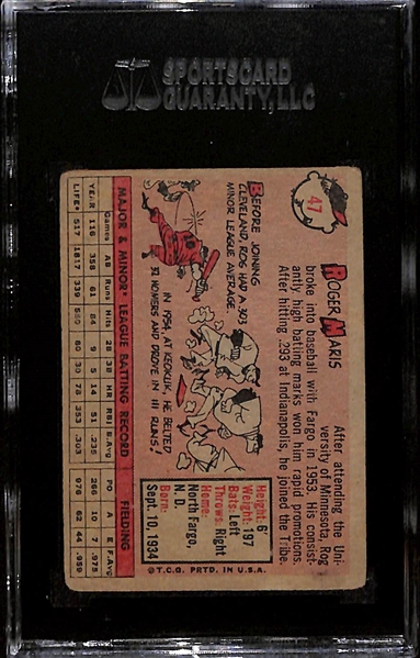 1958 Topps Roger Maris #47 Rookie Card Graded SGC 2