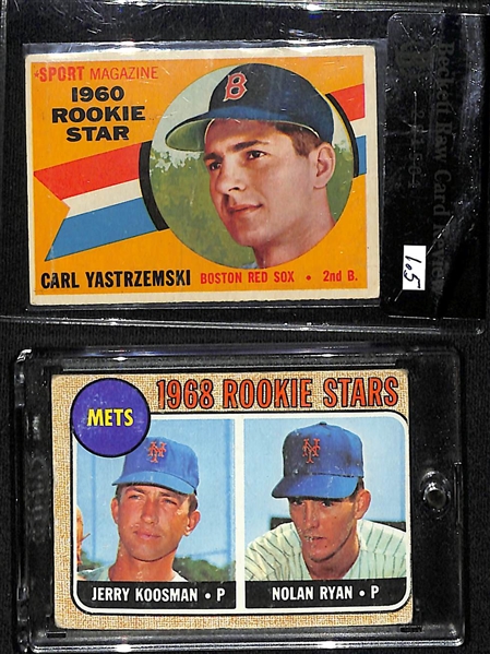 Rookie Lot - 1960 Carl Yastrzemski (BVG Raw Review 1.5) & 1968 Nolan Ryan (Authentic)