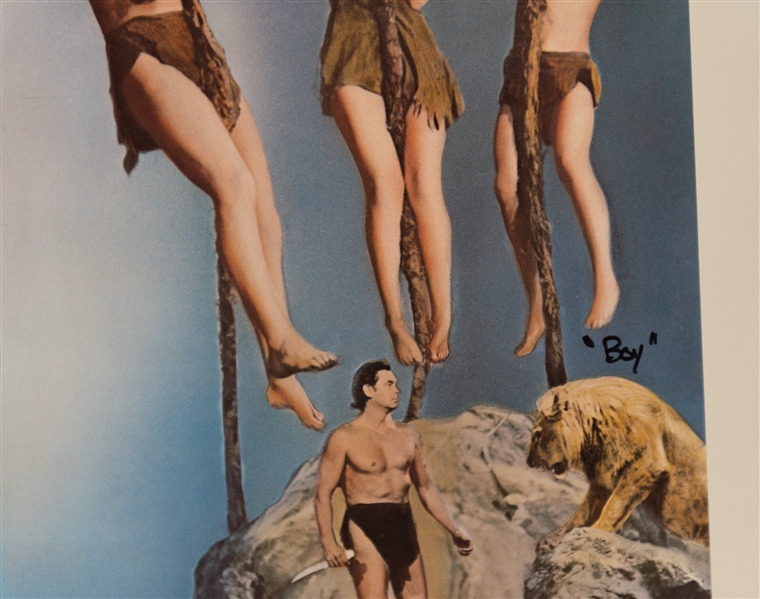 Johnny Wiessmuller Signed Tarzan Movie Poster (LE 991/1500 from 1977) - Also Signed by Maureen O'Sullivan (Jane) & Johnny Sheffield (Boy - JSA Auction Letter)