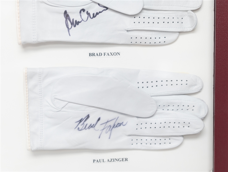 Six Player-Used Golf Gloves Signed by Ernie Els, VJ Singh, Nick Price, Brad Faxon, Paul Azinger, Ben Crenshaw (JSA Auction Letter)