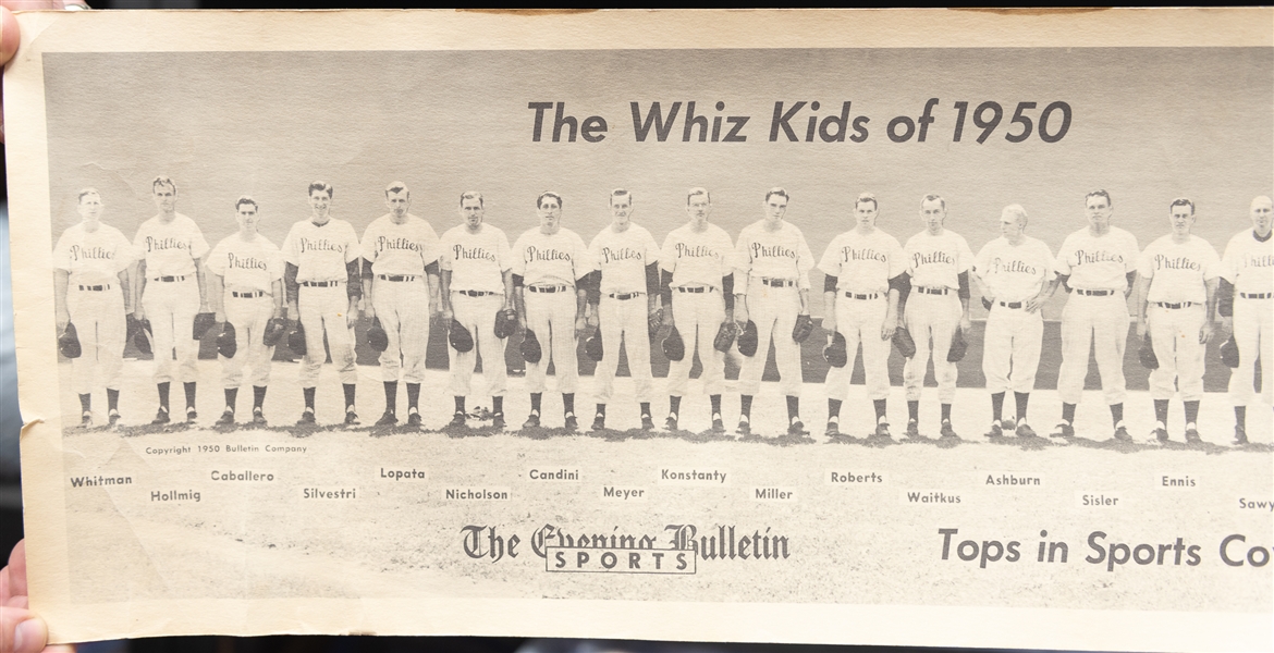  1950 The Whiz Kids Phillies 36x10 Team Print from The Sunday Bulletin