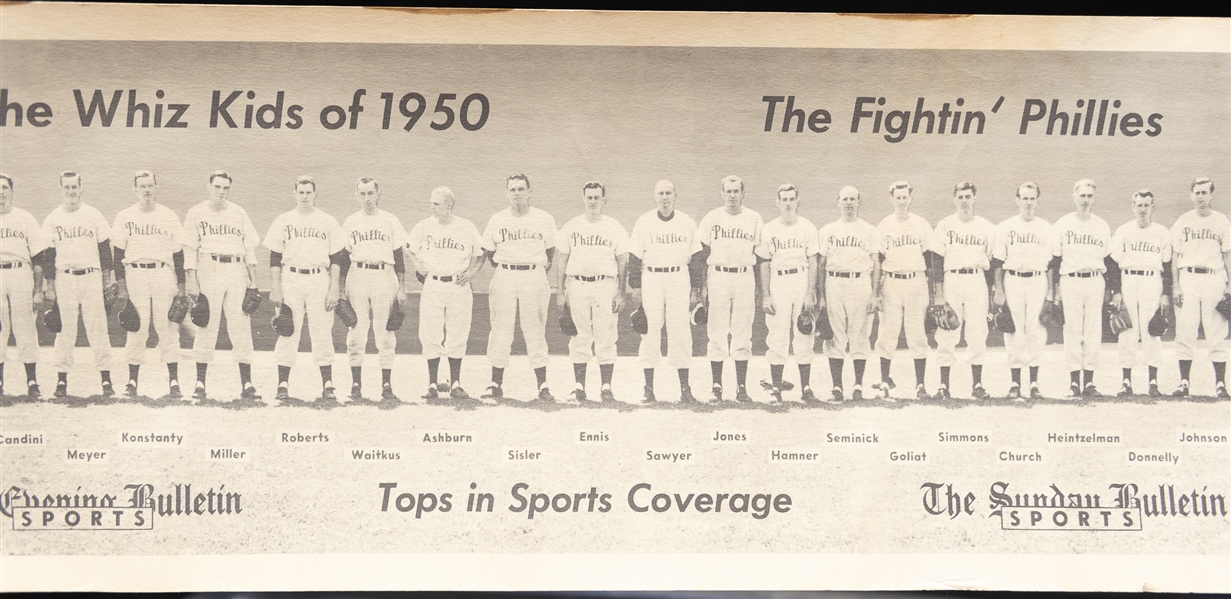  1950 The Whiz Kids Phillies 36x10 Team Print from The Sunday Bulletin