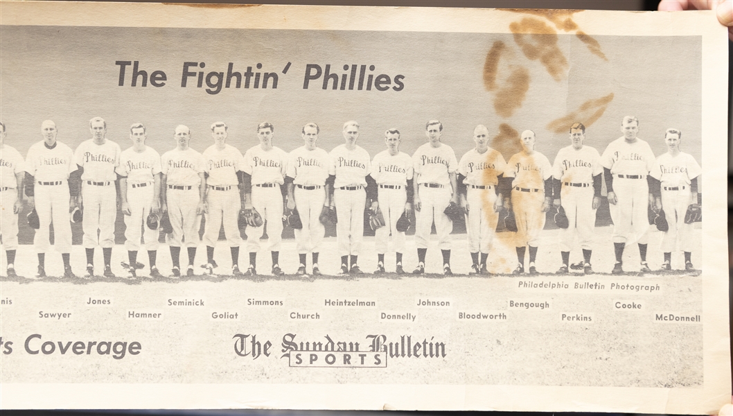  1950 The Whiz Kids Phillies 36x10 Team Print from The Sunday Bulletin