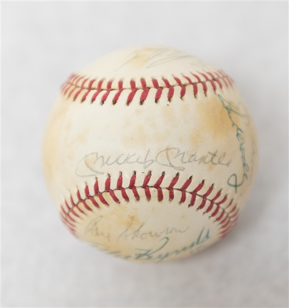 NY Yankees Old Timers Signed Baseball - 20 Signatures - w. Mantle, Maris, Berra, & Ford - JSA LOA