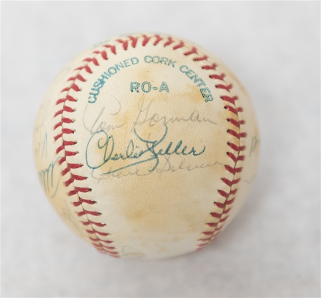 NY Yankees Old Timers Signed Baseball - 20 Signatures - w. Mantle, Maris, Berra, & Ford - JSA LOA