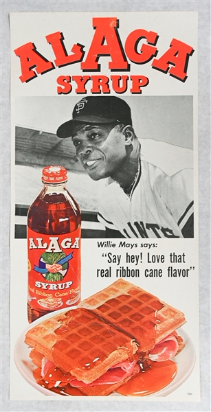 1960s Willie Mays Alaga Syrup Advertisement Poster (~10x20)