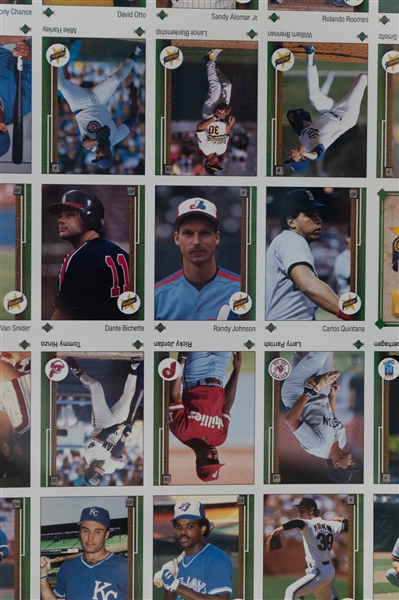 1989 Upper Deck Uncut Sheet (First 100 Cards) w. Ken Griffey Jr, Randy Johnson, & John Smoltz Star Rookie Cards