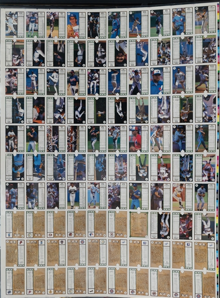 1989 Upper Deck Uncut Sheet (First 100 Cards) w. Ken Griffey Jr, Randy Johnson, & John Smoltz Star Rookie Cards