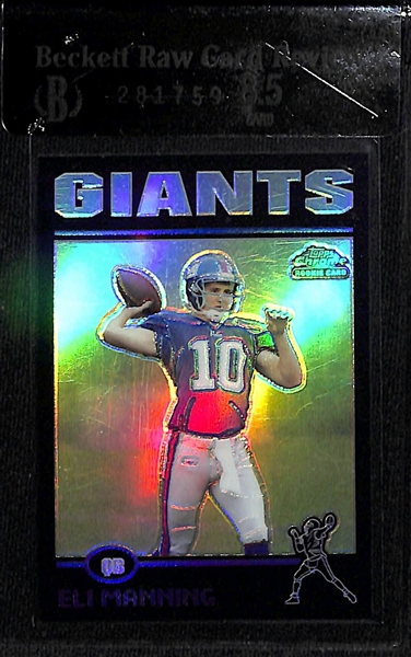 2004 Topps Chrome Eli Manning SP Rookie Cards - Black Refractor (#/100, BGS 8.5) & Gold Xfractor (#/279, BGS 8)