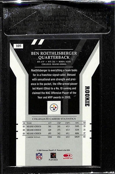 2004 Donruss Elite Ben Roethlisberger Rookie Card #ed 37/500 Graded BGS 8.5