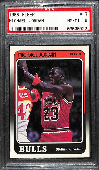 1988-89 Fleer Michael Jordan (3rd Year Fleer Card) #17 Graded PSA 8 (NM-MT) 