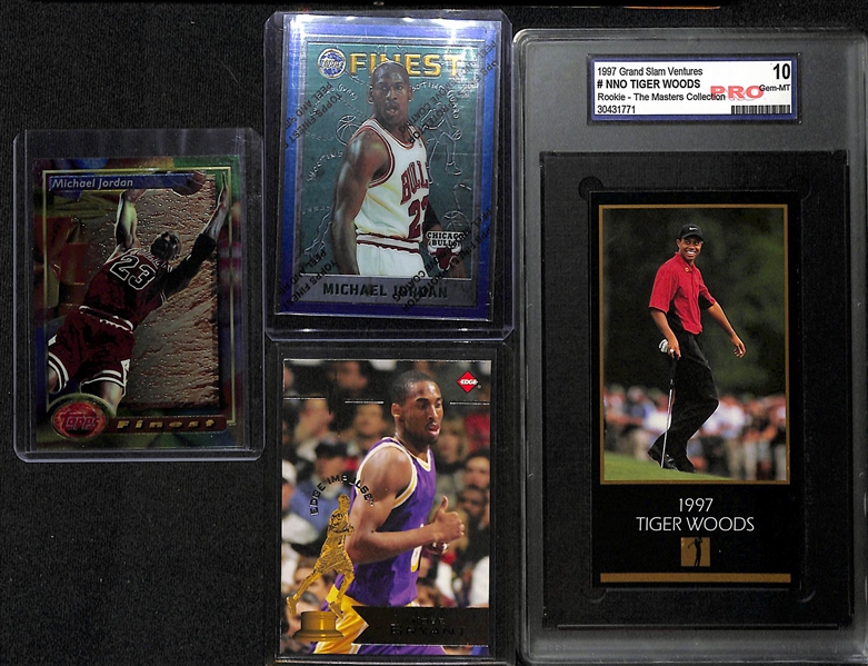 Michael Jordan, Kobe Bryant, Tiger Woods Lot w. 1993 Finest Jordan & 1997 Grand Slam Tiger Woods (Pro 10).