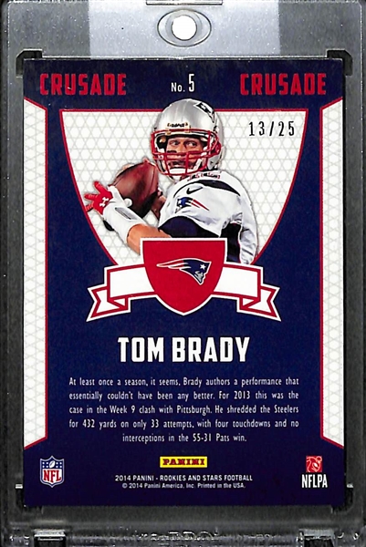 Rare Tom Brady 2014 Panini Rookie & Stars Crusade Gold Insert - #ed 13/25