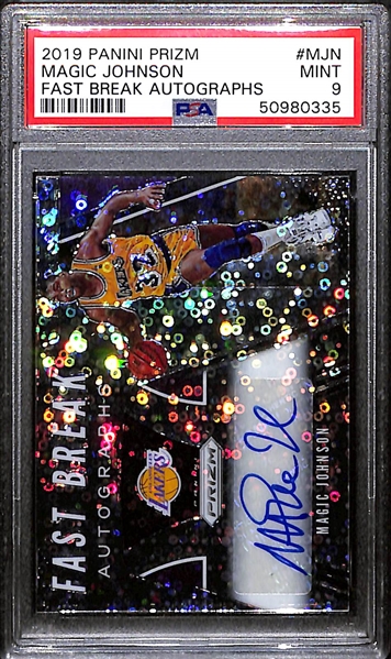 2019 Panini Prizm Magic Johnson Fast Break Autographs Graded PSA 9 Mint