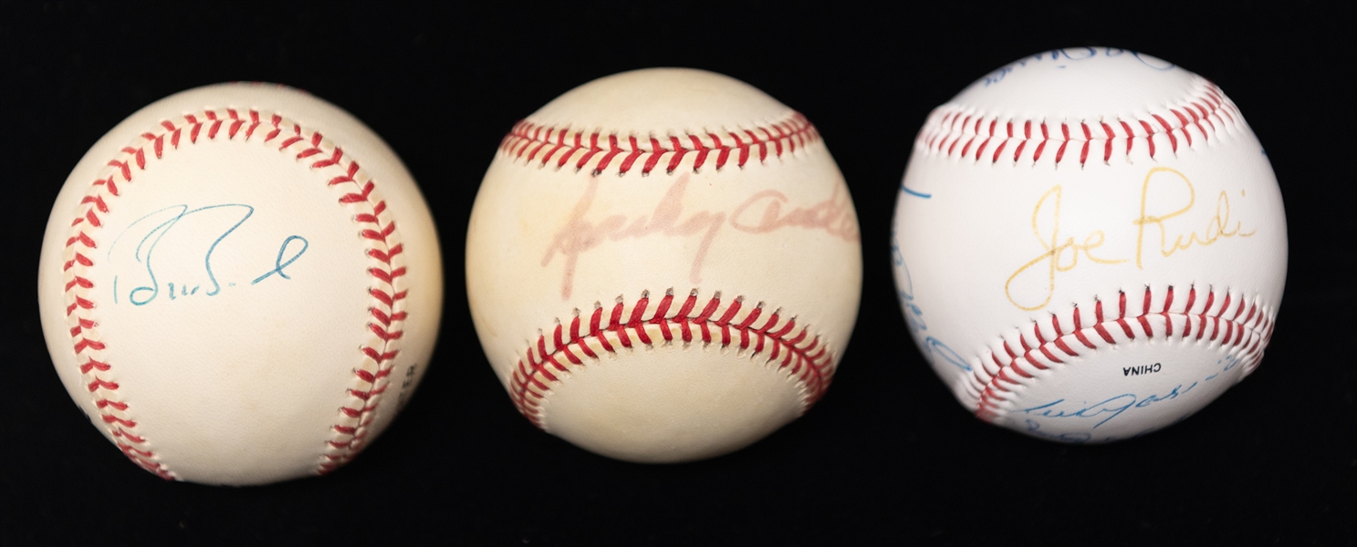 Lot of (3) Signed Baseballs (Barry Bonds, Sparky Anderson, & Multi-Signed w. Weaver, Fingers, +) - JSA Auction Letter