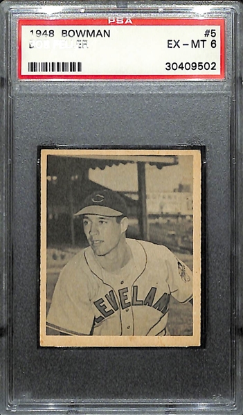 1948 Bowman Bob Feller #5 Rookie Card Graded PSA 6 EX-MT